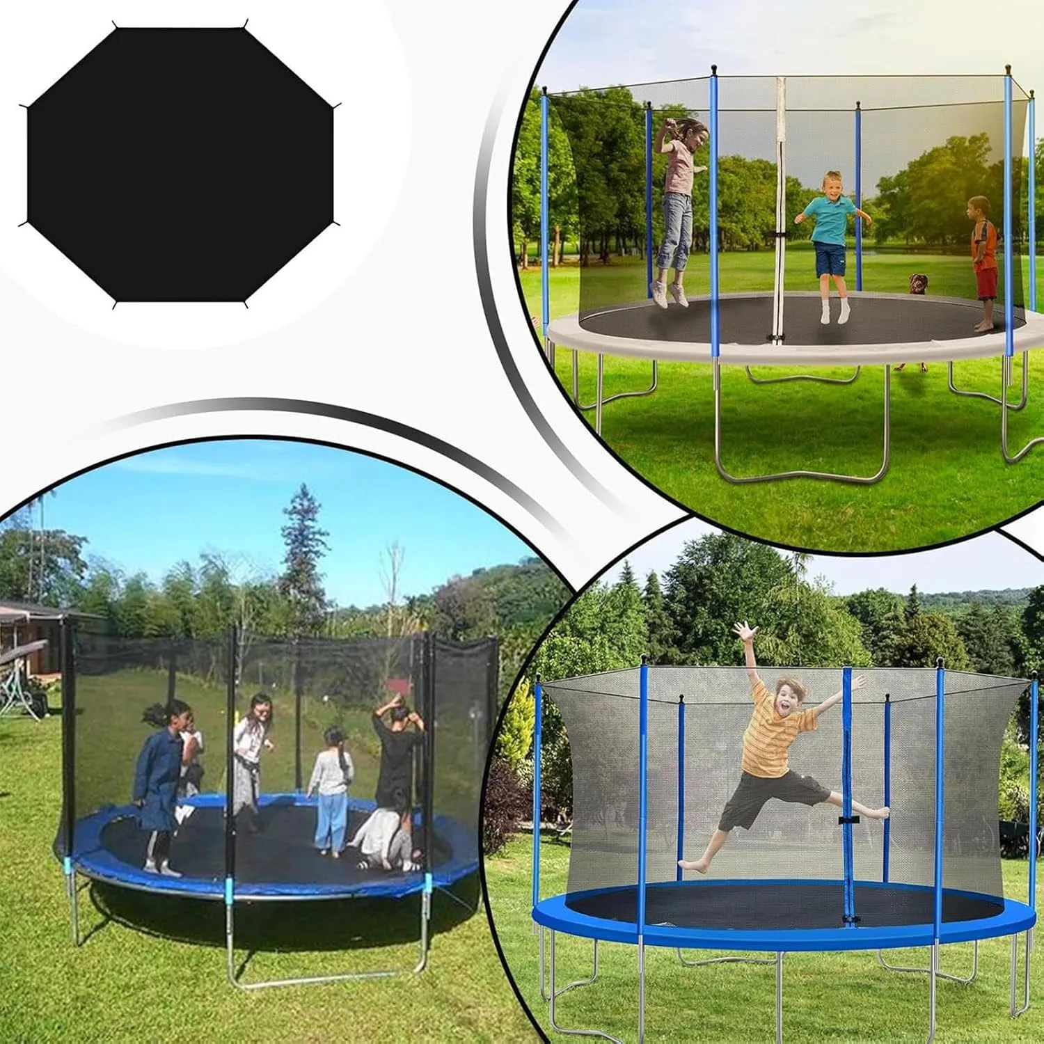 UV Resistant Trampoline Sunshade Tent, Trampoline Sunshade Cover Roof, Waterproof Anti-UV Tram-poline Sunshades Accessories, Waterproof Black Nylon, Easy to Install 6ft 8ft 10ft 12ft 14ft