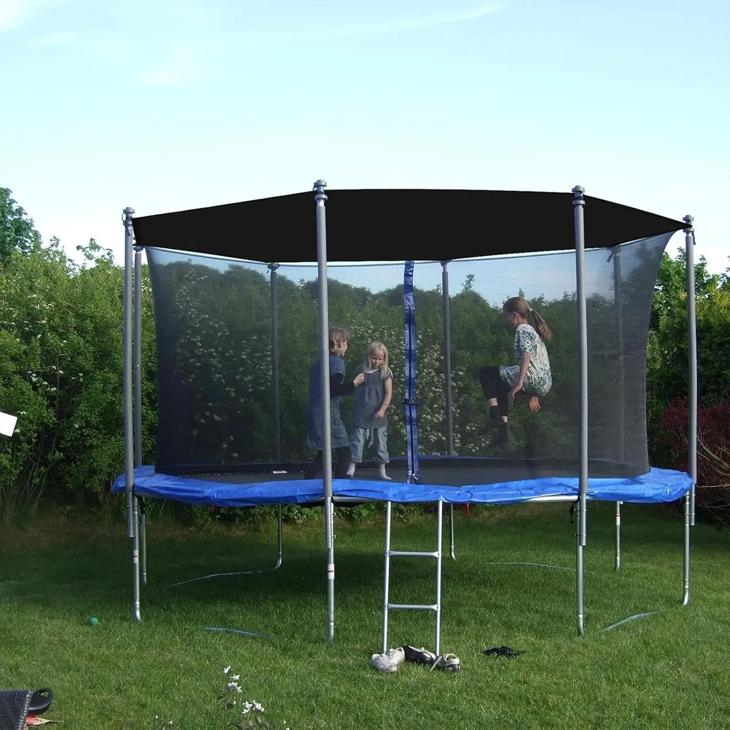 UV Resistant Trampoline Sunshade Tent, Trampoline Sunshade Cover Roof, Waterproof Anti-UV Tram-poline Sunshades Accessories, Waterproof Black Nylon, Easy to Install 6ft 8ft 10ft 12ft 14ft