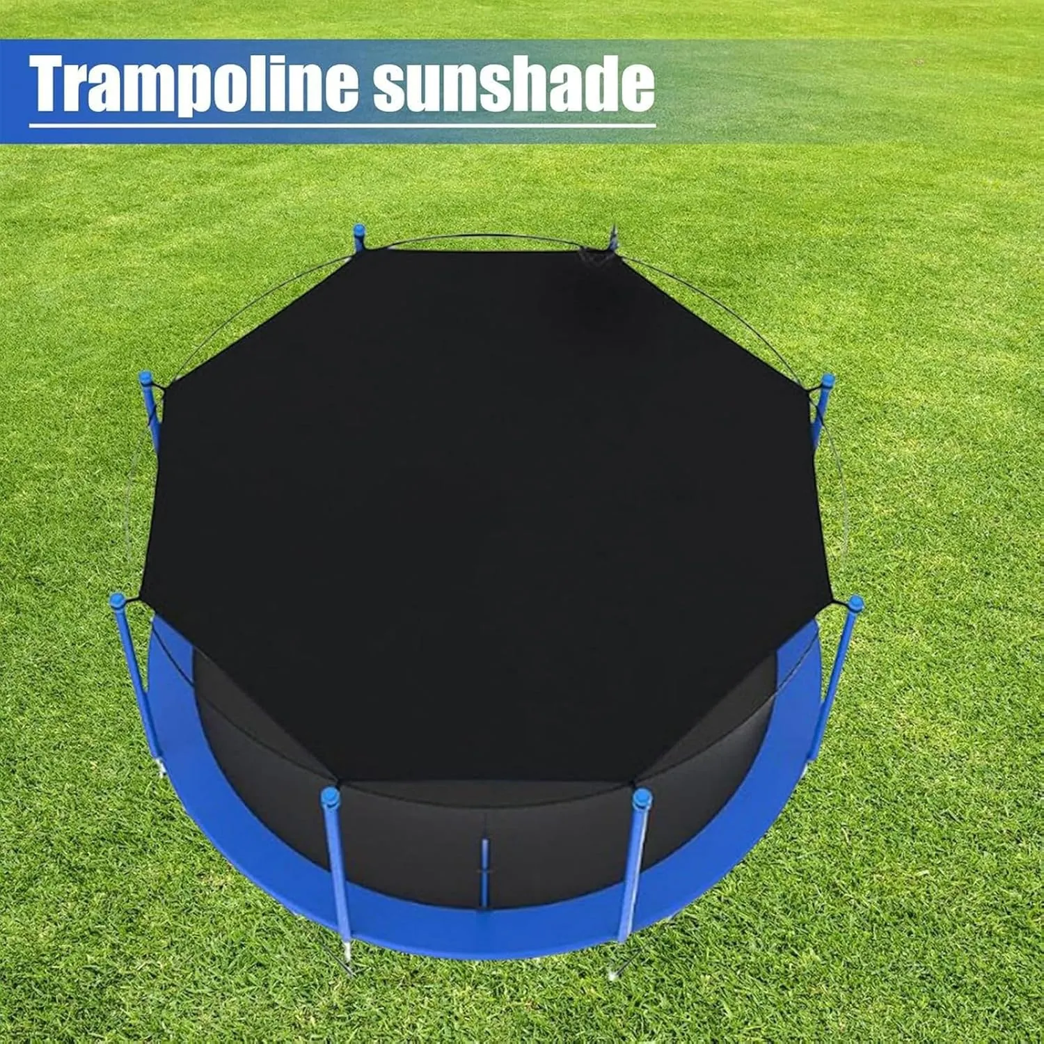 UV Resistant Trampoline Sunshade Tent, Trampoline Sunshade Cover Roof, Waterproof Anti-UV Tram-poline Sunshades Accessories, Waterproof Black Nylon, Easy to Install 6ft 8ft 10ft 12ft 14ft