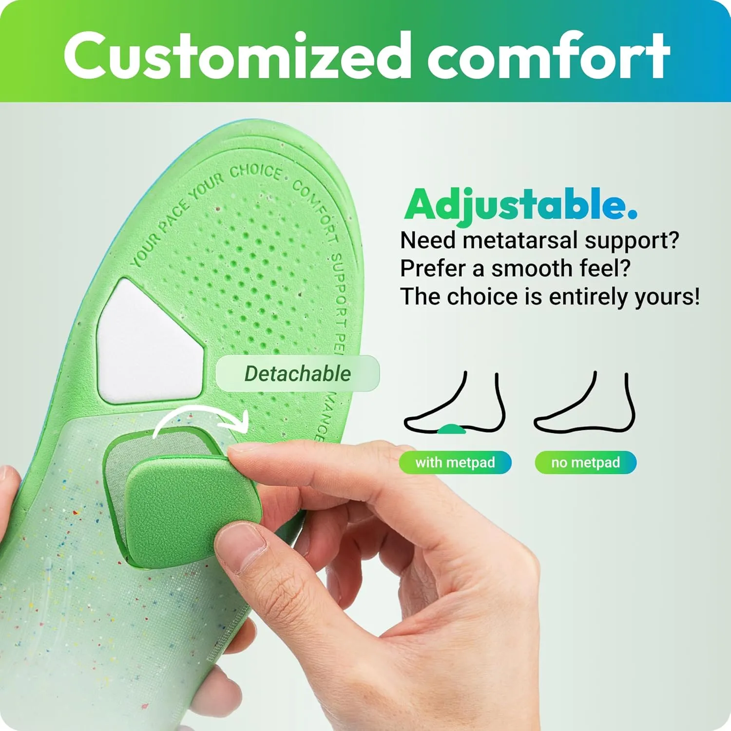 VALSOLE Comfort Insoles for Men Women - Insoles for Running Shoes – Arch Support Inserts for Heel Pain - Plantar Fasciitis - Forefoot Pain - All Day Superior Comfort Ecodasher Lite Insoles - Green M