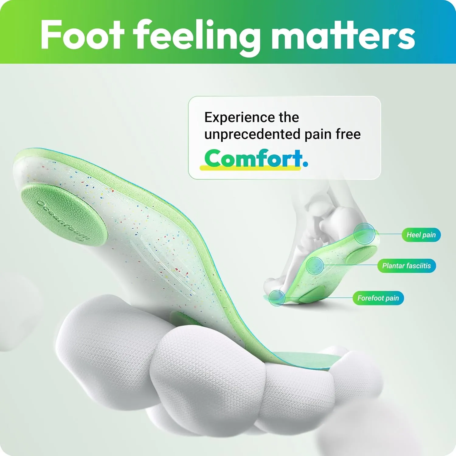 VALSOLE Comfort Insoles for Men Women - Insoles for Running Shoes – Arch Support Inserts for Heel Pain - Plantar Fasciitis - Forefoot Pain - All Day Superior Comfort Ecodasher Lite Insoles - Green M