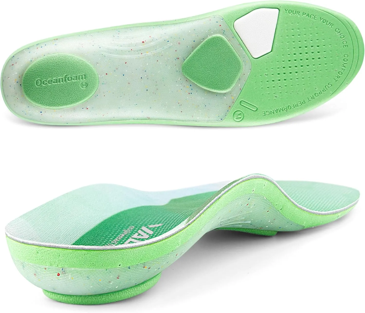 VALSOLE Comfort Insoles for Men Women - Insoles for Running Shoes – Arch Support Inserts for Heel Pain - Plantar Fasciitis - Forefoot Pain - All Day Superior Comfort Ecodasher Lite Insoles - Green M