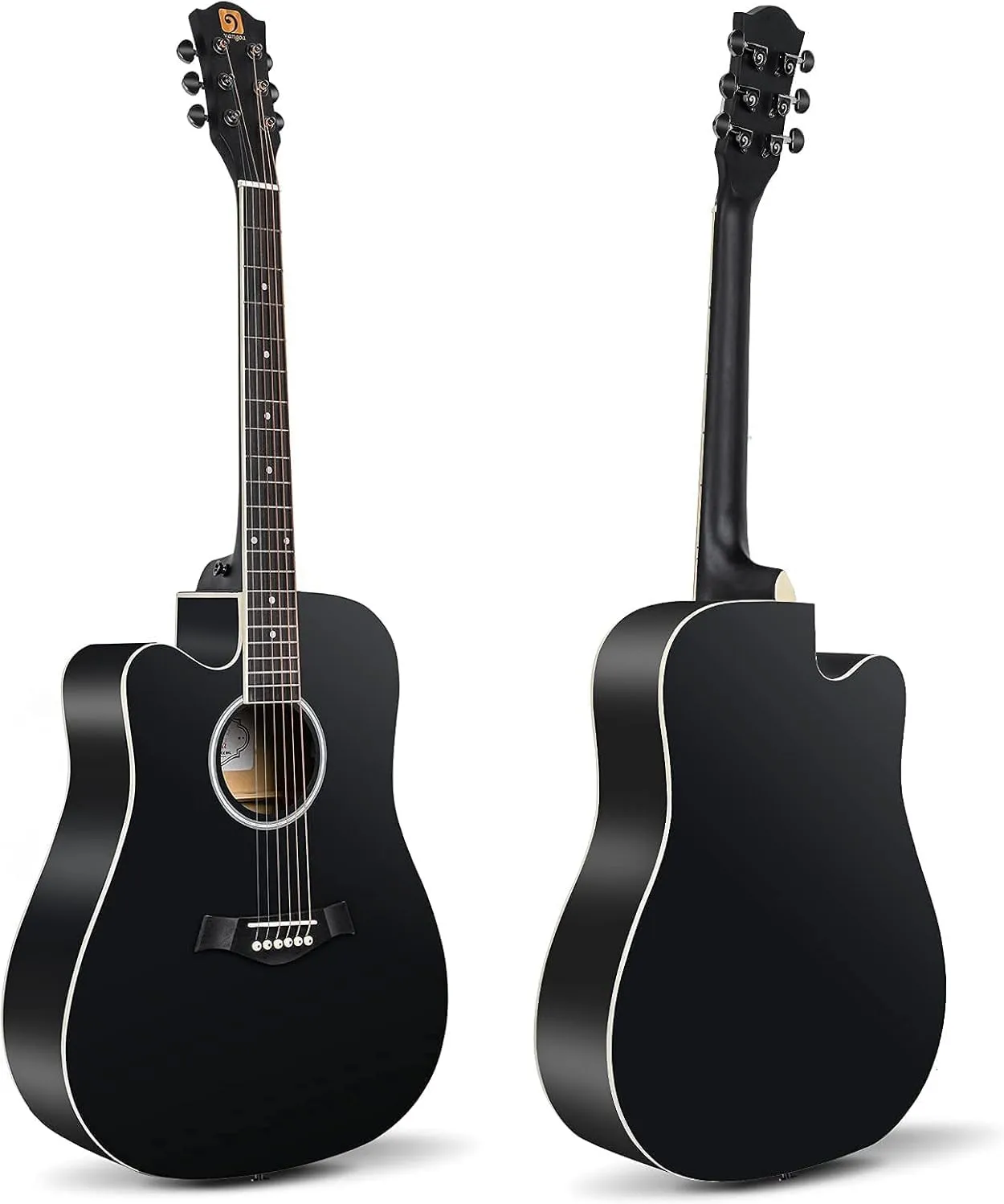 Vangoa Left Handed Guitar, Full Size Cutaway Left Handed Acoustic Guitar Kit for Adult Beginner 41 Inch Lefty Acustica Guitarra Set, Black