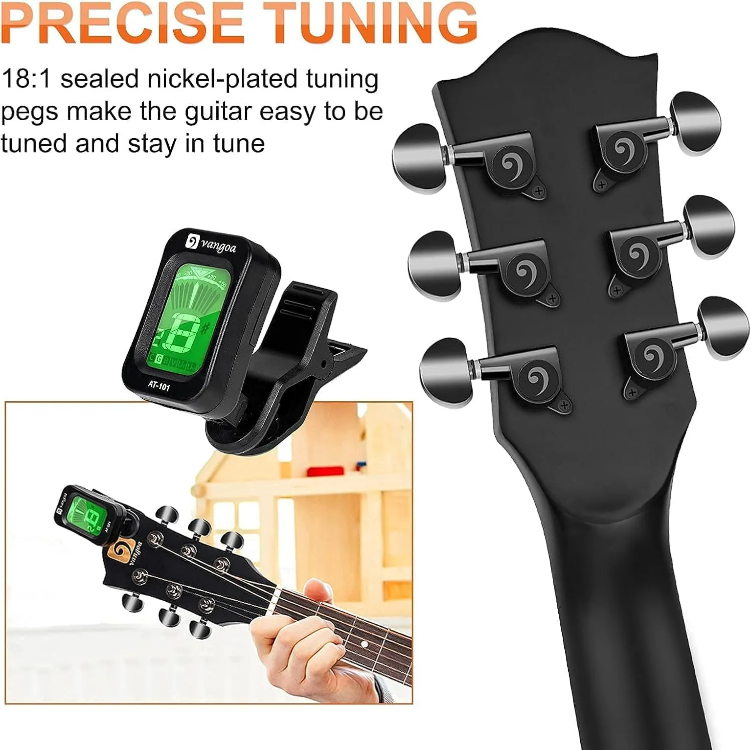 Vangoa Left Handed Guitar, Full Size Cutaway Left Handed Acoustic Guitar Kit for Adult Beginner 41 Inch Lefty Acustica Guitarra Set, Black