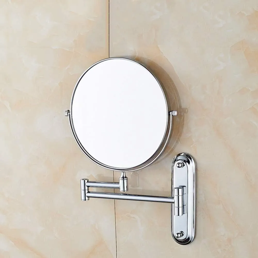 Vanity Mirror 8 Inch 10X Magnifying Metal Mirror Retractable Folding Premium Modern Wall Mounted Makeup Mirror