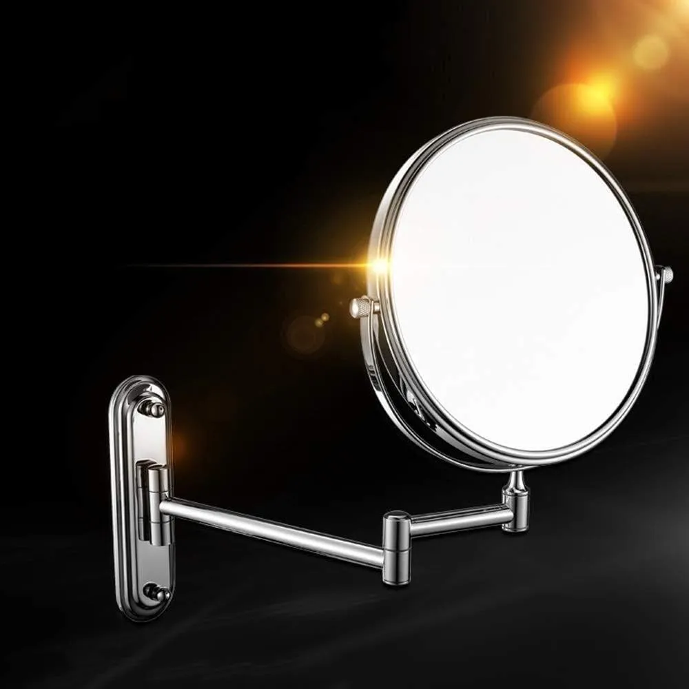 Vanity Mirror 8 Inch 10X Magnifying Metal Mirror Retractable Folding Premium Modern Wall Mounted Makeup Mirror