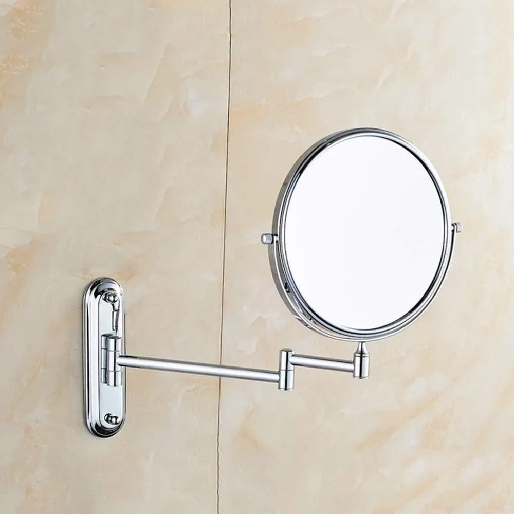 Vanity Mirror 8 Inch 10X Magnifying Metal Mirror Retractable Folding Premium Modern Wall Mounted Makeup Mirror
