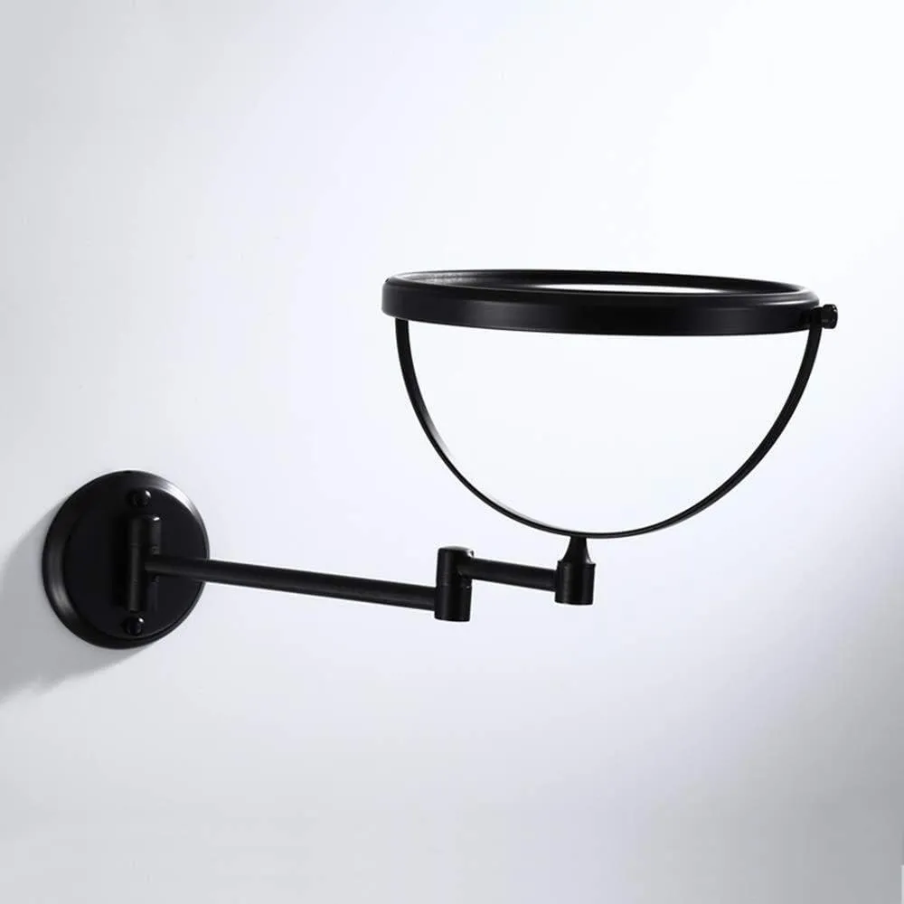 Vanity Mirror Wall-Mounted Black Minimalist Bathroom Mirror 8 Inch Makeup Mirror 3 Times Magnification Folding Double Mirror