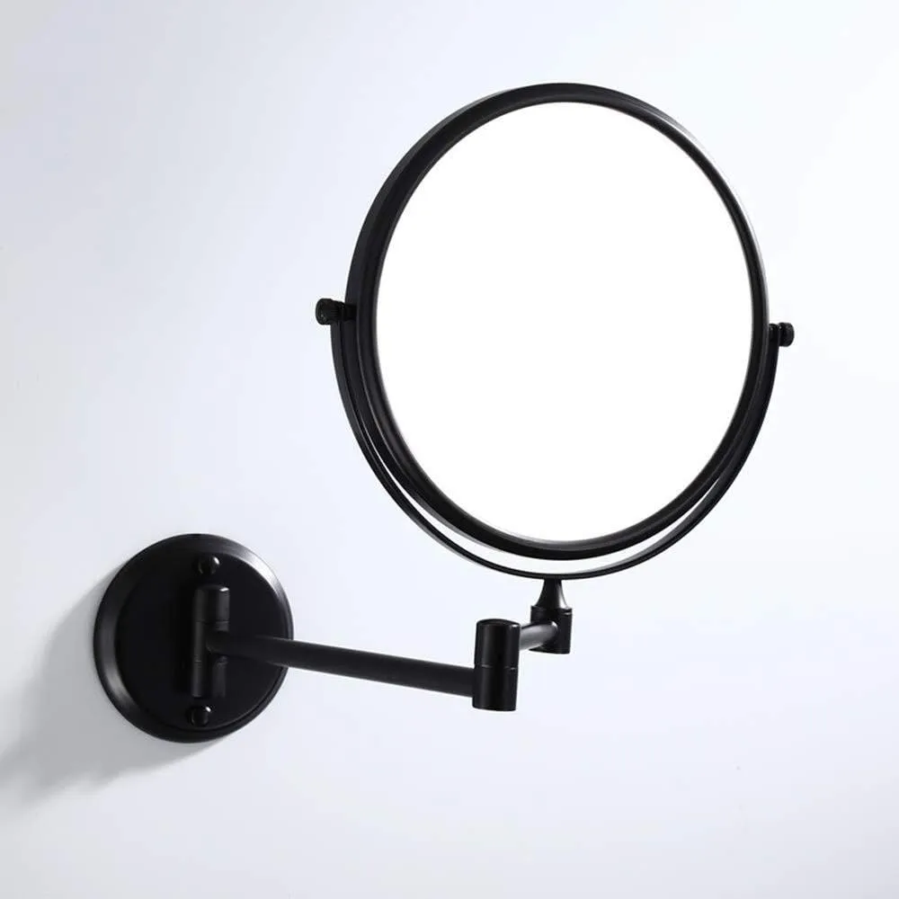 Vanity Mirror Wall-Mounted Black Minimalist Bathroom Mirror 8 Inch Makeup Mirror 3 Times Magnification Folding Double Mirror