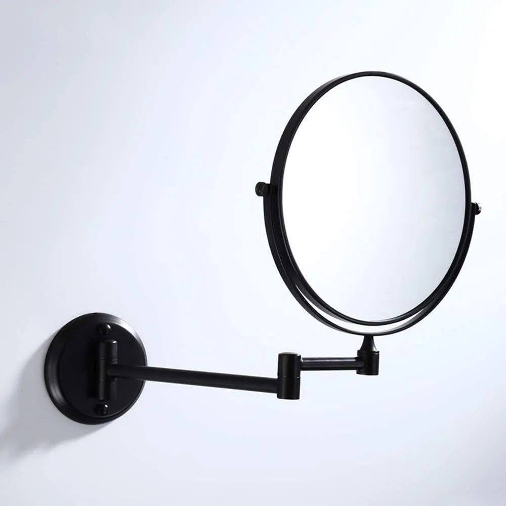Vanity Mirror Wall-Mounted Black Minimalist Bathroom Mirror 8 Inch Makeup Mirror 3 Times Magnification Folding Double Mirror