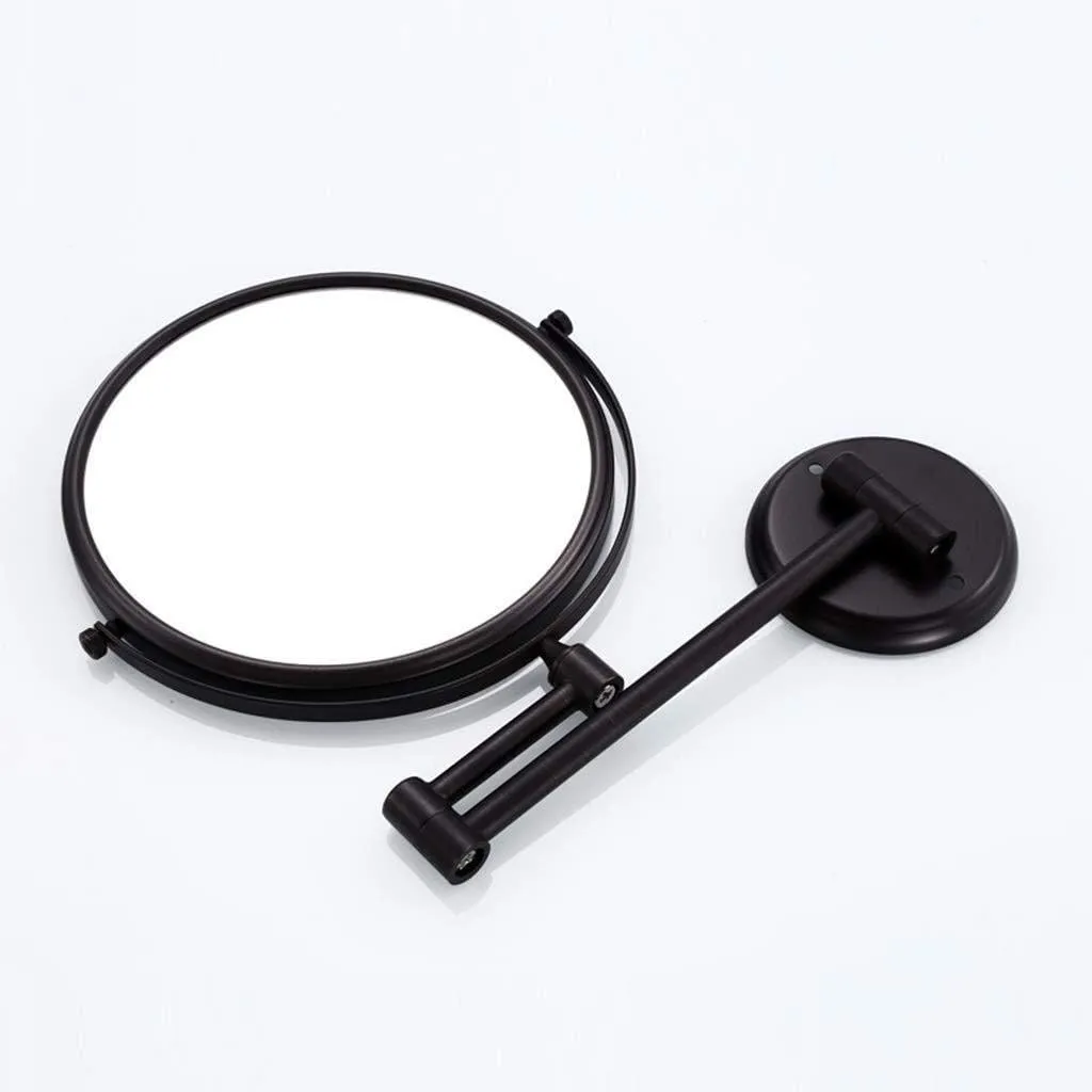 Vanity Mirror Wall-Mounted Black Minimalist Bathroom Mirror 8 Inch Makeup Mirror 3 Times Magnification Folding Double Mirror