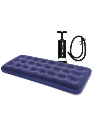 Vector X Camping-Tracking Inflatable Rectangular Air Bed Mattress with Foot Pump