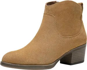 Vepose Women's 9001 Suede Leather Ankle Boots, Dressy Short Booties with Inner Zipper for Lady