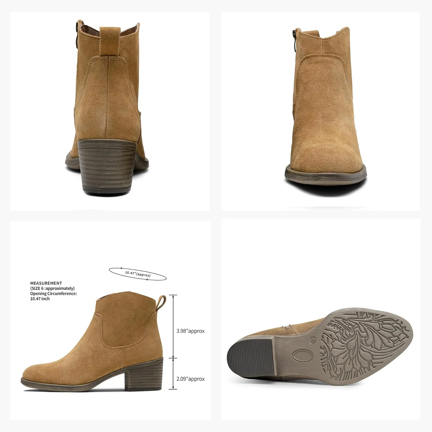 Vepose Women's 9001 Suede Leather Ankle Boots, Dressy Short Booties with Inner Zipper for Lady