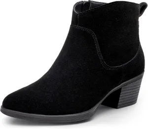 Vepose Women's 9001 Suede Leather Ankle Boots, Dressy Short Booties with Inner Zipper for Lady