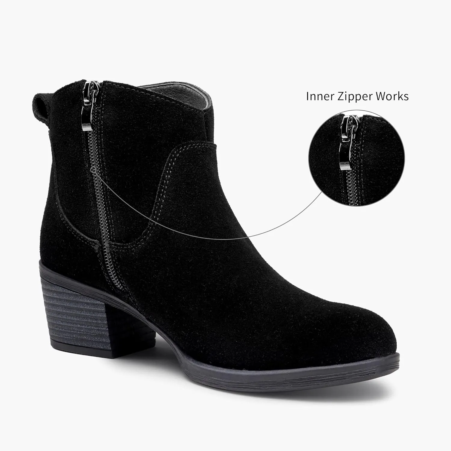 Vepose Women's 9001 Suede Leather Ankle Boots, Dressy Short Booties with Inner Zipper for Lady