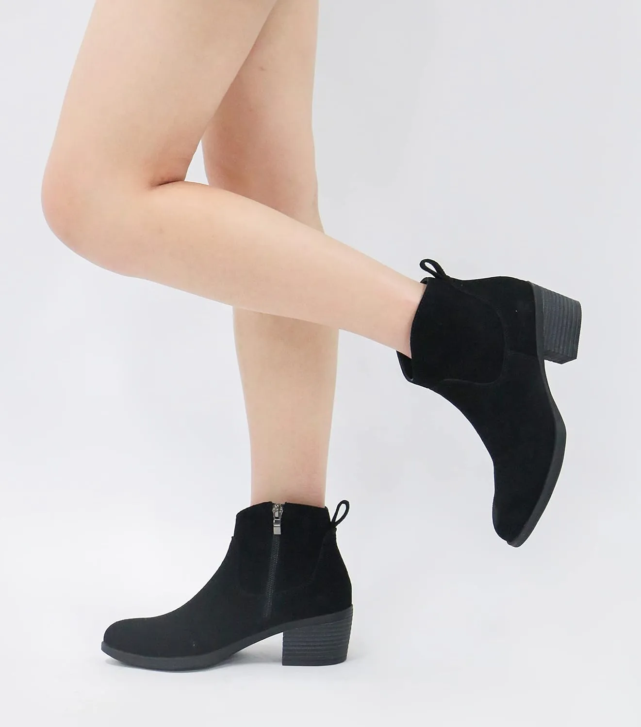 Vepose Women's 9001 Suede Leather Ankle Boots, Dressy Short Booties with Inner Zipper for Lady