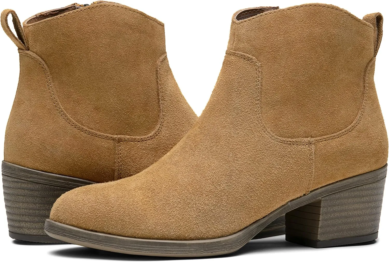 Vepose Women's 9001 Suede Leather Ankle Boots, Dressy Short Booties with Inner Zipper for Lady