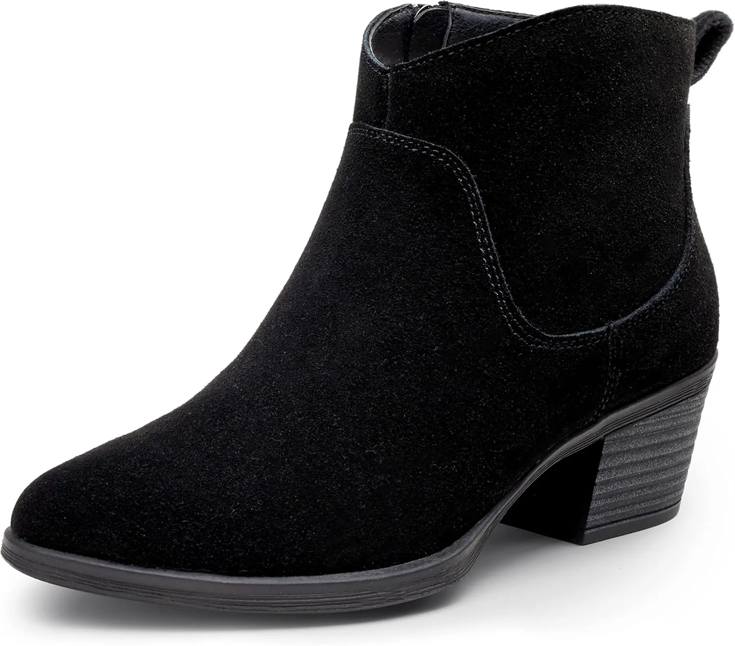 Vepose Women's 9001 Suede Leather Ankle Boots, Dressy Short Booties with Inner Zipper for Lady