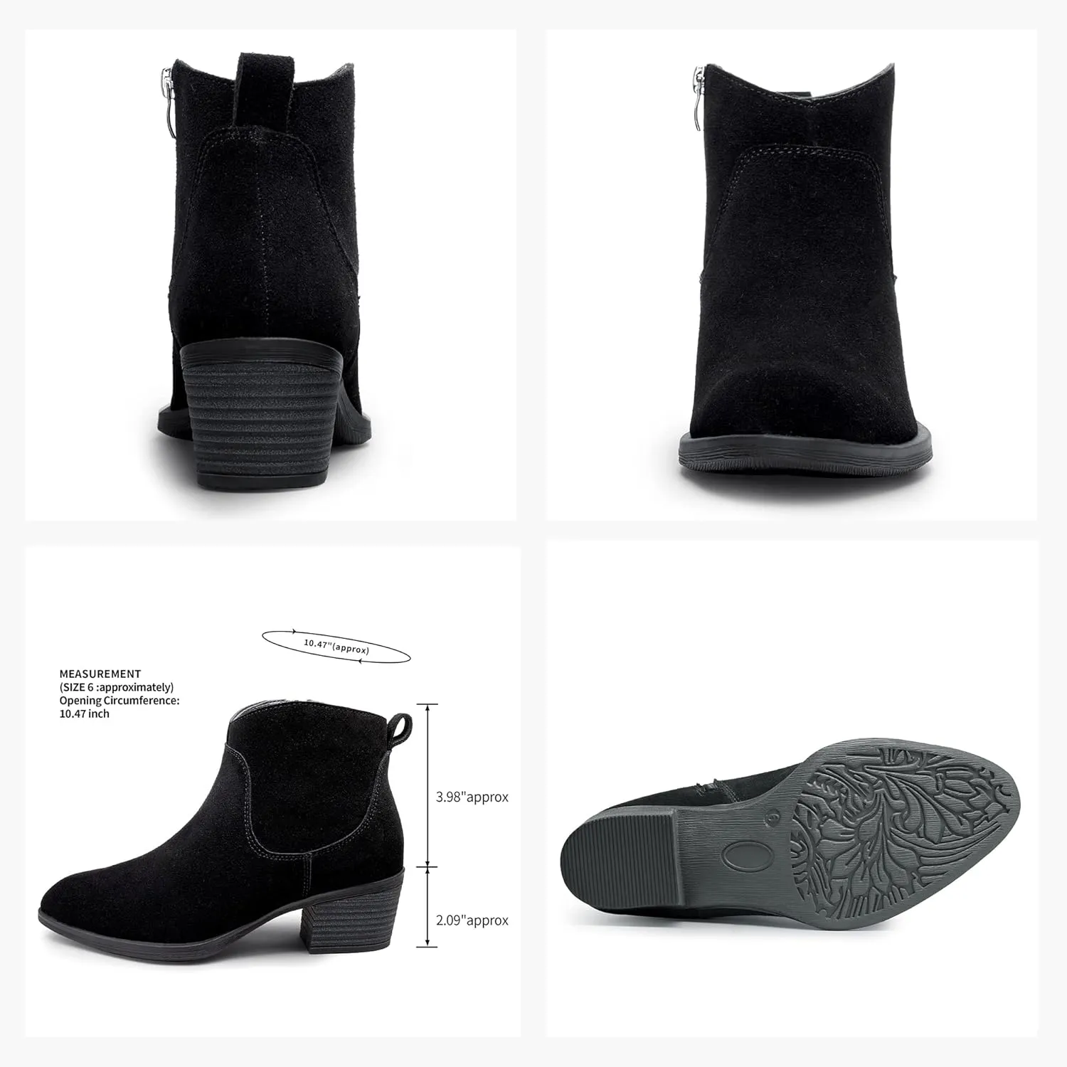 Vepose Women's 9001 Suede Leather Ankle Boots, Dressy Short Booties with Inner Zipper for Lady