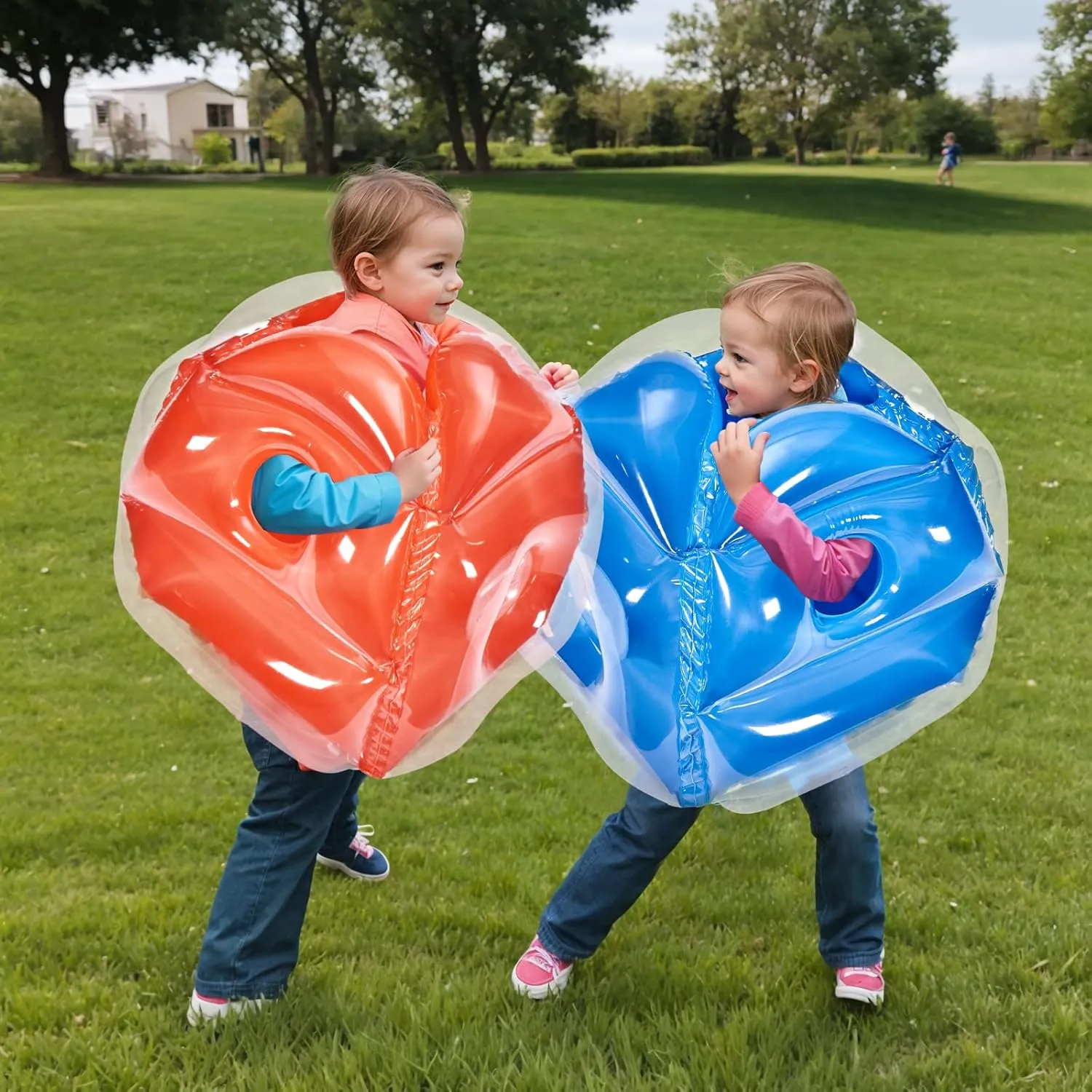 VEVOR Inflatable Bumper Balls - 2-Pack; 2FT/3FT/4FT/5FT Body Size Adult Human Bubble Balls for Christmas Gift; 0.8mm Thick PVC