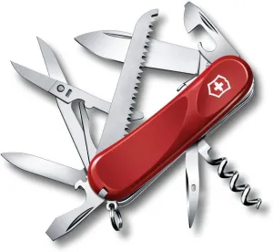 Victorinox Evolution S17 Grip Swiss Army Knife, 15 Functions, Swiss Made Pocket Knife with Large Blade, Screwdriver and Lock Blade - Red