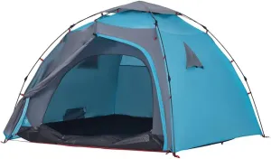 vidaXL Camping Tent Dome 4-Person, Garden Shelter, Portable Canopy for Outdoor Patio Hiking, Foldable Dome Tent, Blue Quick Release