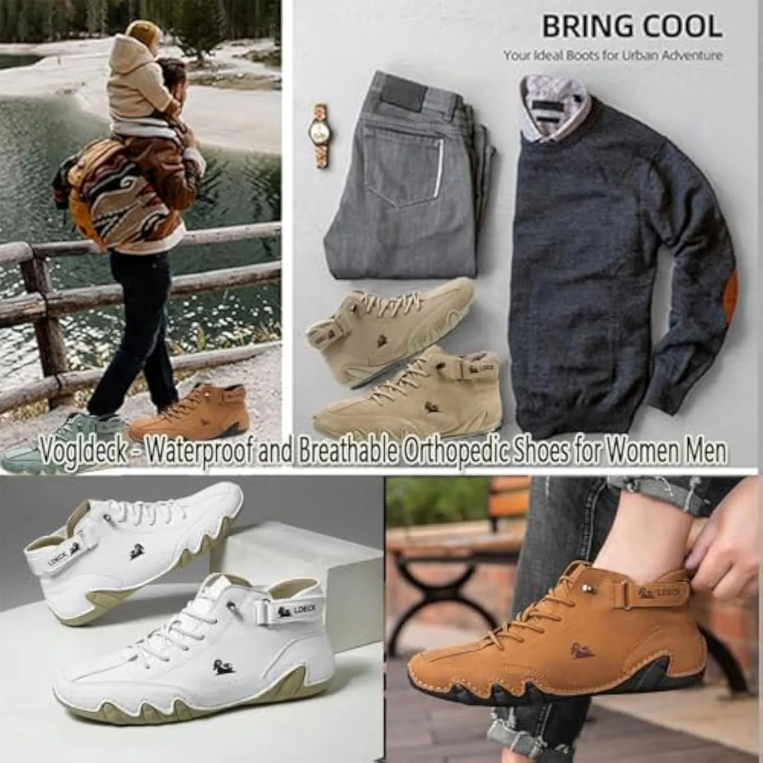Vogany Shoes, VogLDeck - Orthopedic Sneakers, Waterproof Lightweight Unisex Outdoor All Season for Women Men