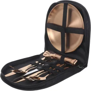 Wakauto 1 Set Stainless Steel Camping Cutlery with Storage Bag Outdoor Dining Accessory for Picnics and Camping Complete Metal for and Space Saving Storage
