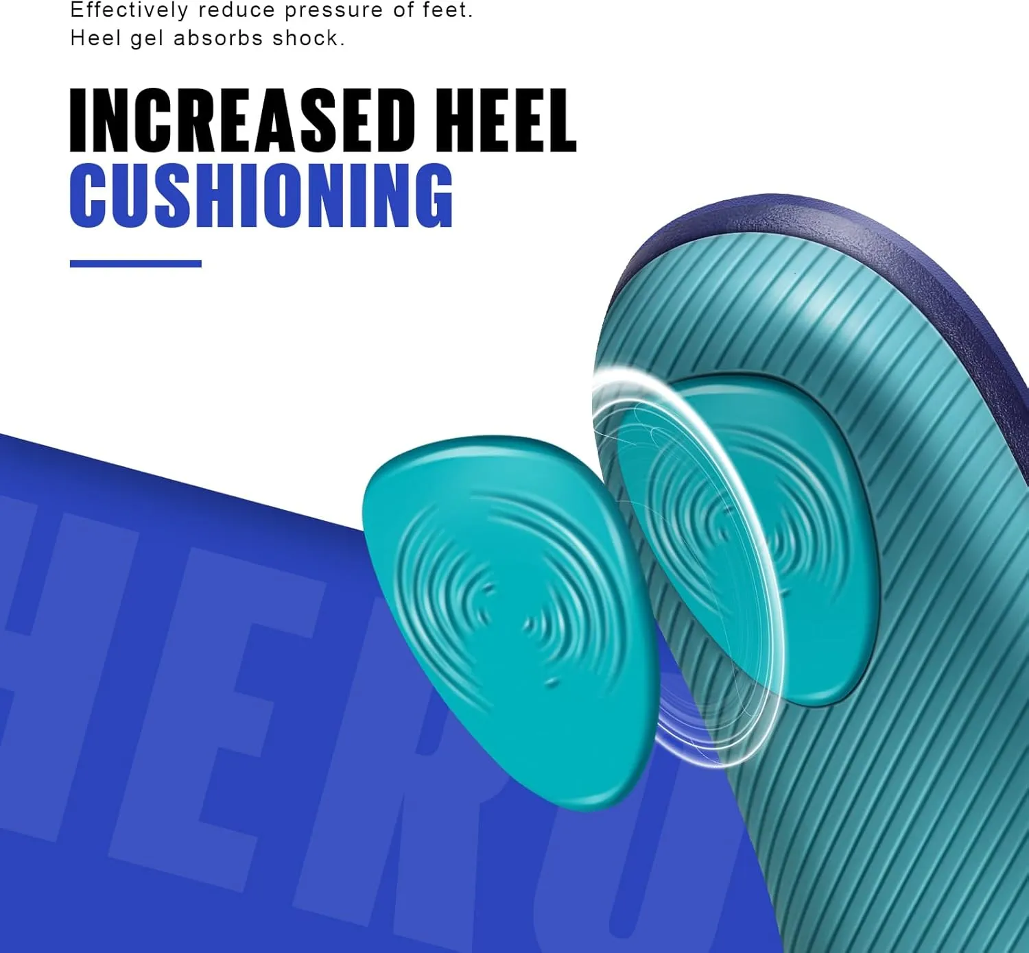 WALKHERO Medium Arch Support Insoles - Cushioning Orthotic Insoles, Plantar Fasciitis Inserts for Men & Women to Relieve Foot Pain and Provide Shock Absorption (Blue) Mens 8-8 1/2