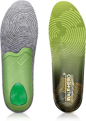 WALKHERO Medium Arch Support Insoles - Cushioning Orthotic Insoles, Plantar Fasciitis Inserts for Men & Women to Relieve Foot Pain and Provide Shock Absorption (Green) Mens 10-10 1/2