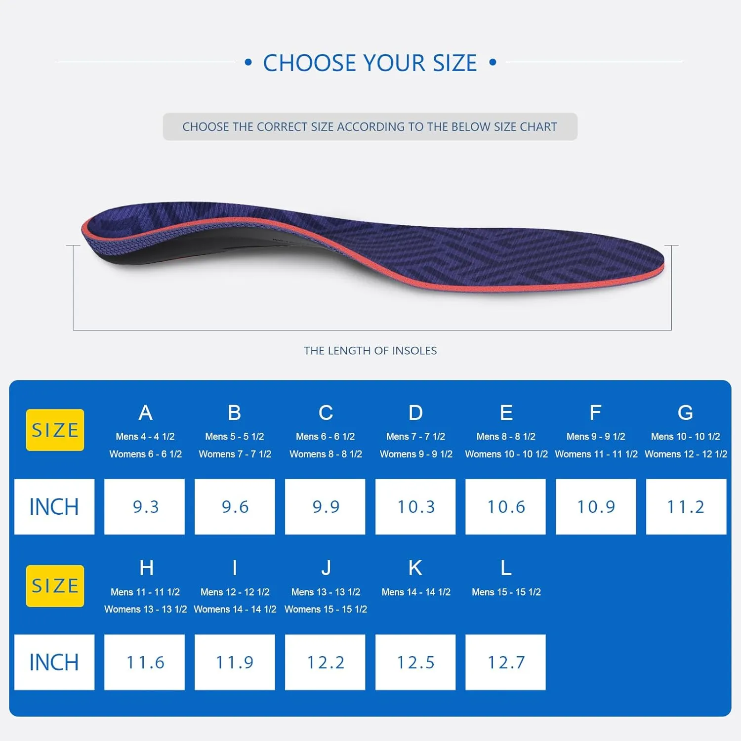 WalkHero Pain Relief Total Support Insoles - Plantar Fasciitis Inserts to Reduce Foot Fatigue and Pressure, Arch Support Inserts for Flat Feet Walking Every Day Mens 6-6.5 | Womens 8-8.5