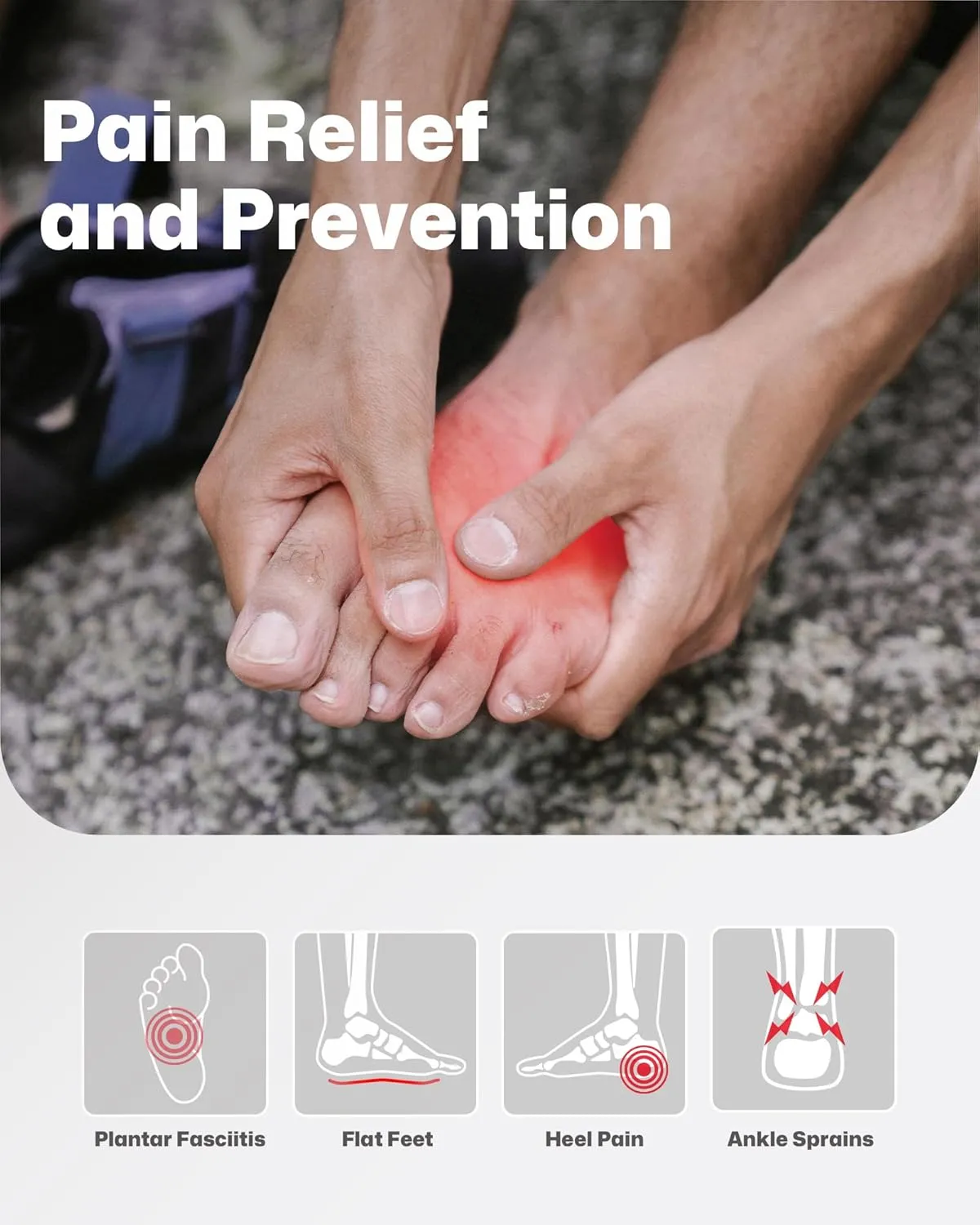 WalkHero Pain Relief Total Support Insoles - Plantar Fasciitis Inserts to Reduce Foot Fatigue and Pressure, Arch Support Inserts for Flat Feet Walking Every Day Mens 6-6.5 | Womens 8-8.5
