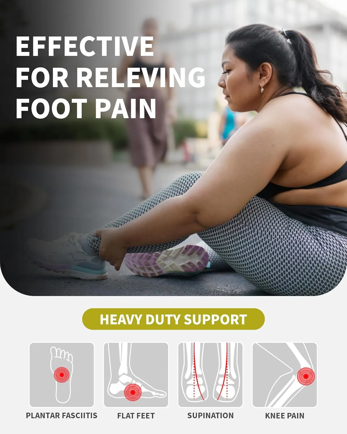 WalkHero Plantar Fasciitis Inserts - 220  lbs Heavy Duty Arch Support Insoles for Daily Walking with Shock Absorbing and Cushioning (Mens 8-8.5 | Womens 10-10.5, Olive Yellow)