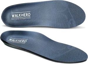 Walkhero Plantar Fasciitis Pain Relief Insoles High Arch Support Orthotic Shoes Inserts, Relieve Flat Feet and Foot Fatigue (Mens 7-7 1/2 | Womens 9-9 1/2, Gray)