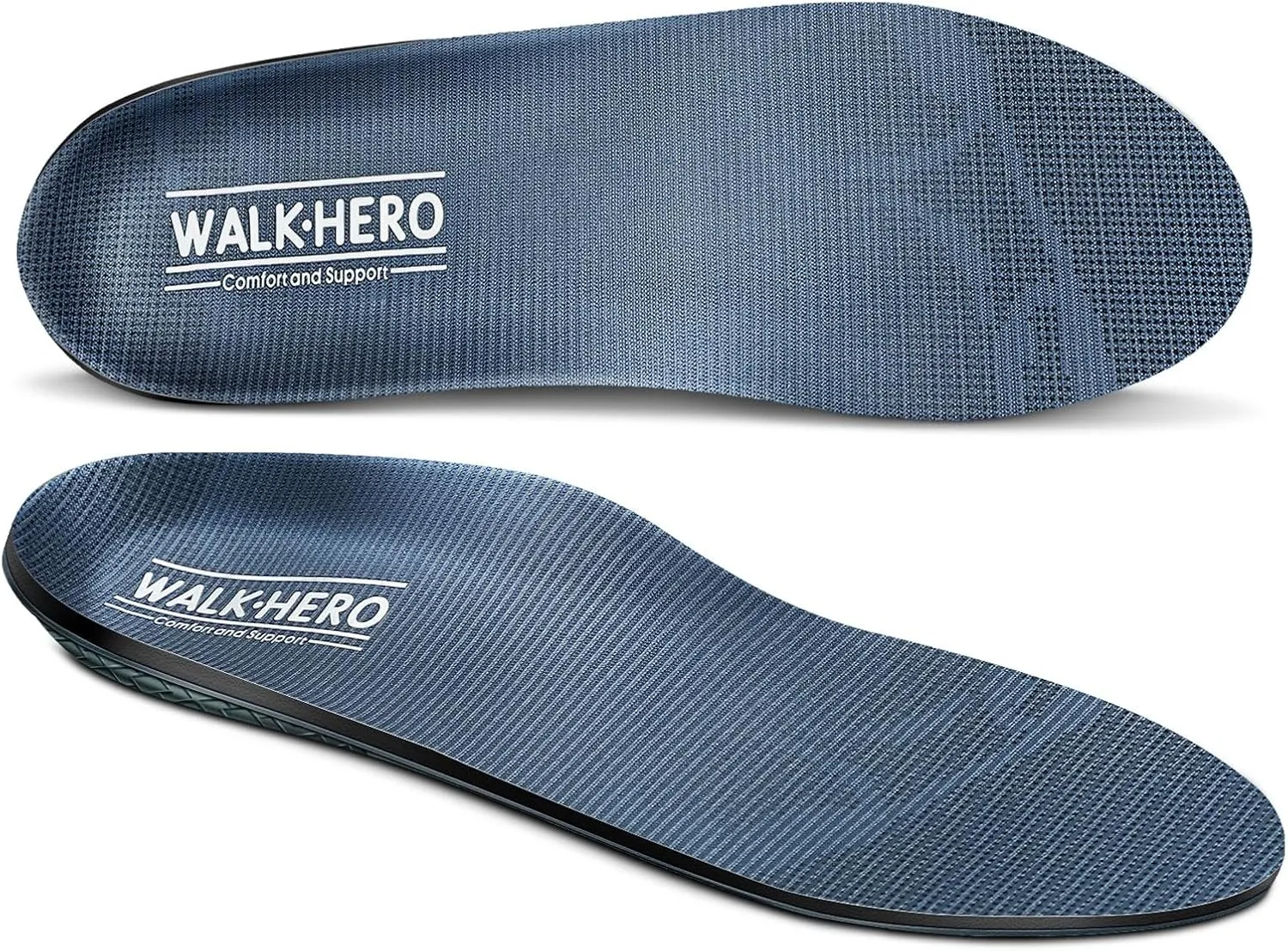 Walkhero Plantar Fasciitis Pain Relief Insoles High Arch Support Orthotic Shoes Inserts, Relieve Flat Feet and Foot Fatigue (Mens 7-7 1/2 | Womens 9-9 1/2, Gray)