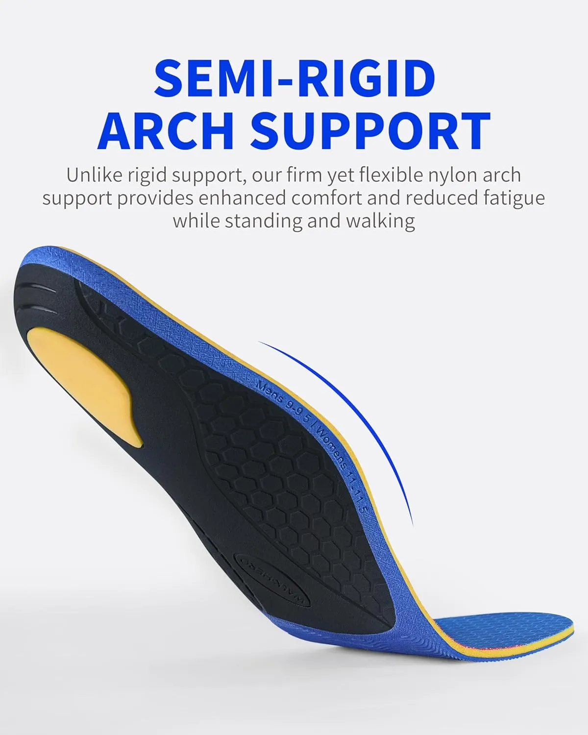 WalkHero Plantar Fasciitis Relief Inserts for Men Women - Arch Support Insoles - Full Length Orthotic Insoles for Foot Pain Arch Pain,Reduces Over-Pronation Mens 9-9.5 | Womens 11-11.5
