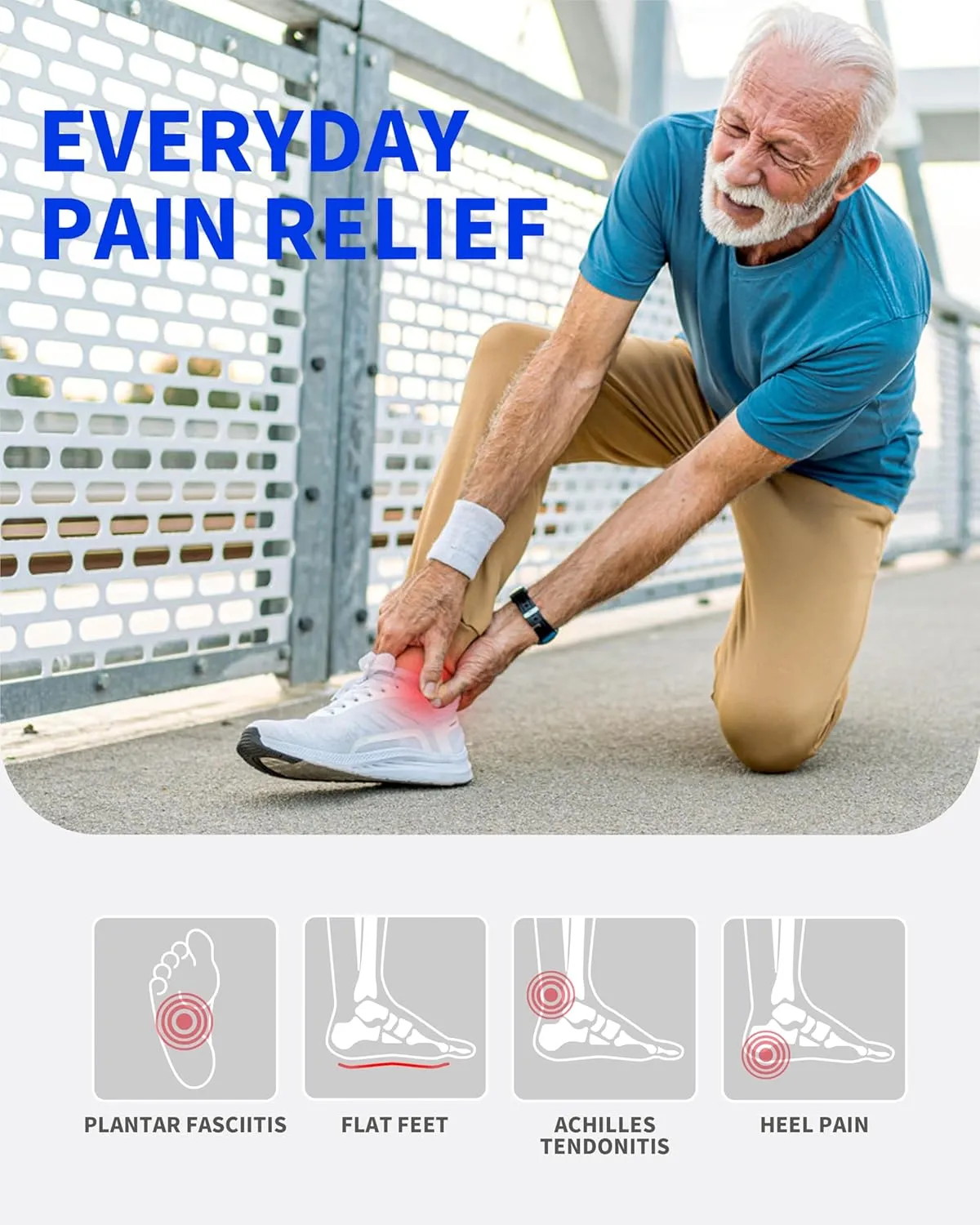 WalkHero Plantar Fasciitis Relief Inserts for Men Women - Arch Support Insoles - Full Length Orthotic Insoles for Foot Pain Arch Pain,Reduces Over-Pronation Mens 9-9.5 | Womens 11-11.5