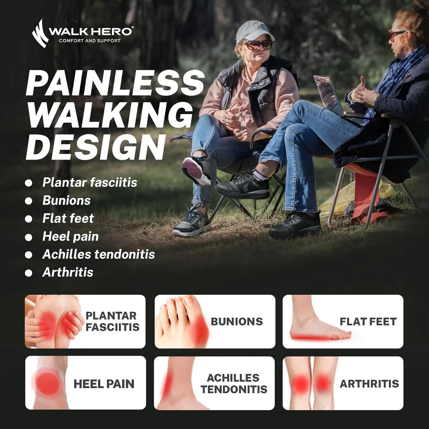Walking Shoes Women for Plantar Fasciitis, Womens Orthopedic Shoes with Arch Support, Non-Slip Sneakers for Women