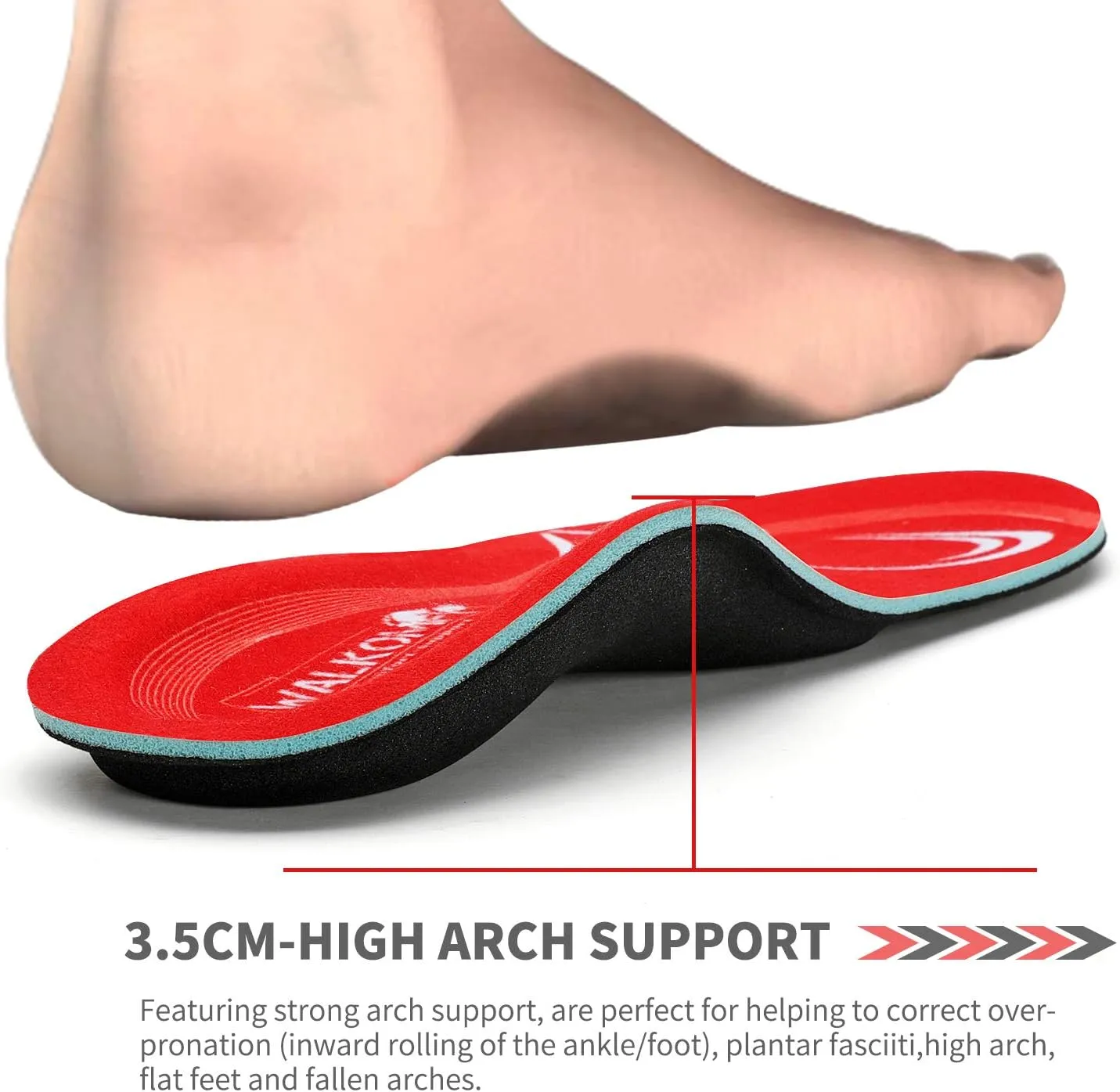 Walkomfy Pain Relief Orthotics, Plantar Fasciitis Arch Support Insoles Shoe Inserts for Maximum Support/All-Day Shock Absorption/Designed for Men and Women 27cm