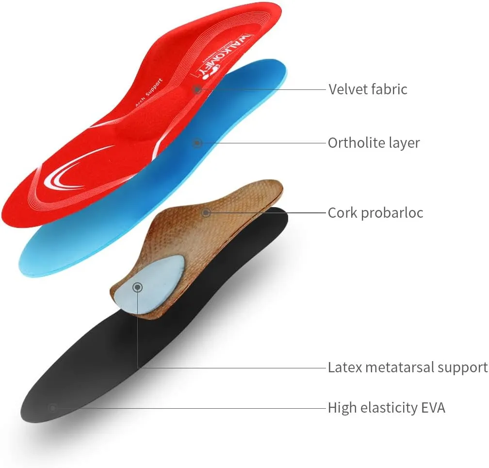 Walkomfy Pain Relief Orthotics, Plantar Fasciitis Arch Support Insoles Shoe Inserts for Maximum Support/All-Day Shock Absorption/Designed for Men and Women 27cm