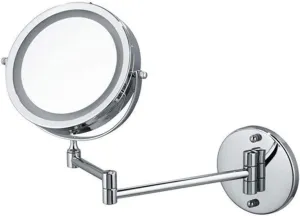Wall-Mounted Makeup Mirror 7-inch LED Makeup Mirror Wall-Mounted with Light Double-Sided Folding 10X Magnifying Metal Mirror