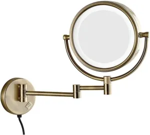 Wall-Mounted Makeup Mirror Adjustable Arm Tilt Easy Positioning LED8 Inch Makeup Mirror Wall Mounted Telescopic Folding