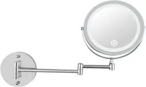 Wall-Mounted Makeup Mirror Bathroom 7 Inch Vanity Mirror with Light Folding Double Wall Hanging USB Charging t-Button Dimming
