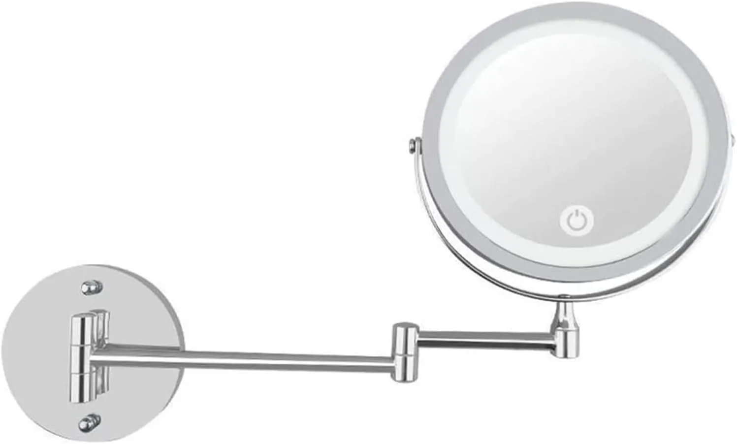 Wall-Mounted Makeup Mirror Bathroom 7 Inch Vanity Mirror with Light Folding Double Wall Hanging USB Charging t-Button Dimming