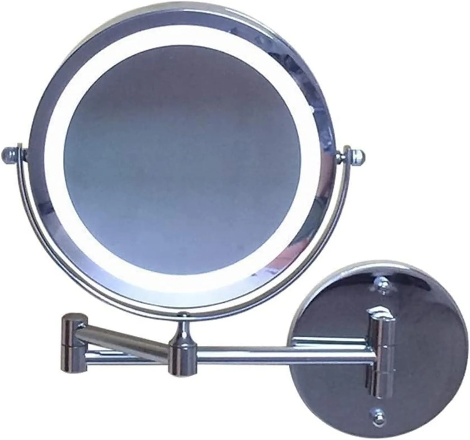 Wall-Mounted Vanity Mirrors, Bathroom Wall Mounted 7 Inch LED Makeup Mirror Folding Vanity Mirror with Light Double Sided