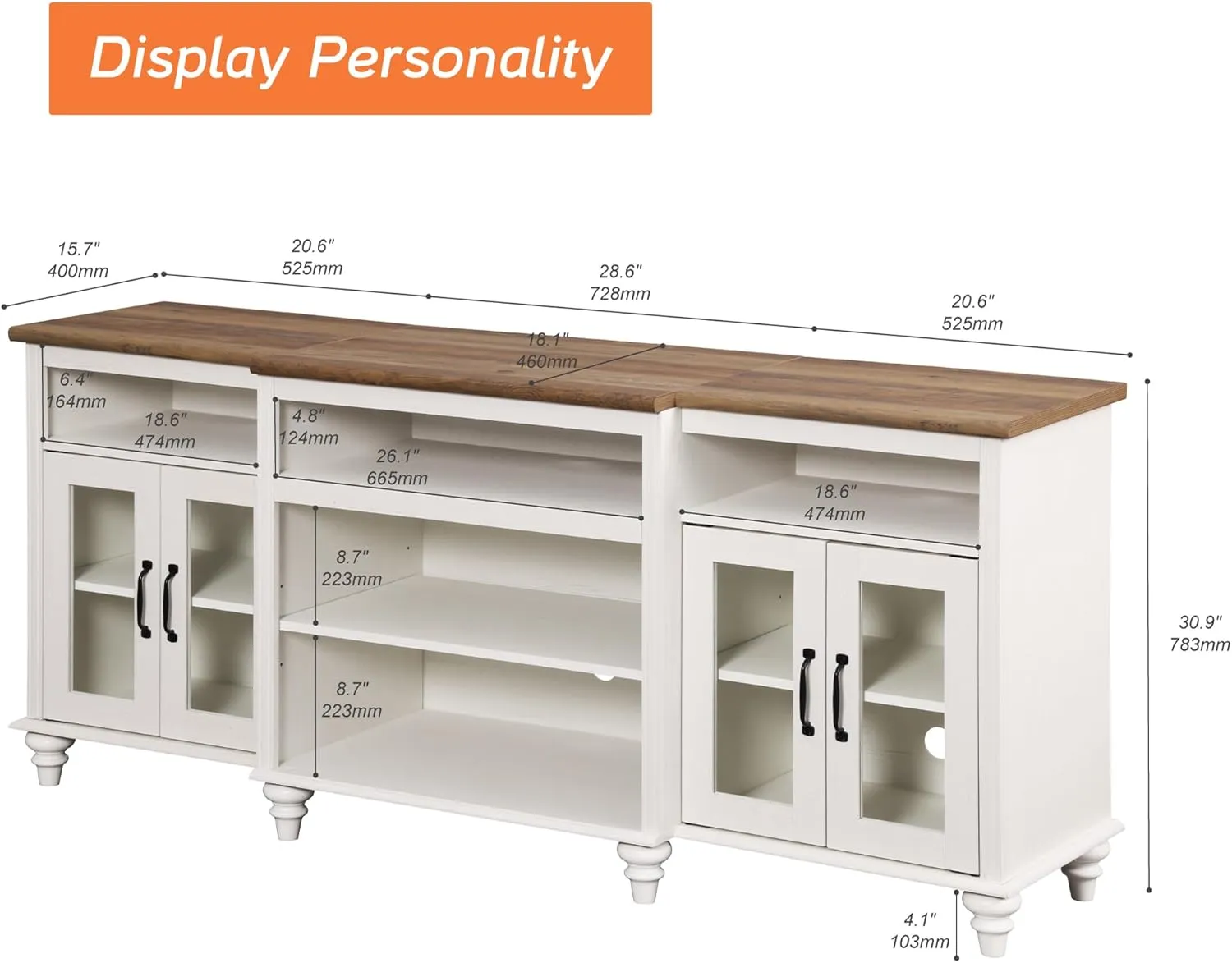 WAMAPT Buffet Cabinet with 4 Glass Doors, Large Coffee Bar Tables Wood Kitchen Storage Cabinets with 9 Storages, Modern Farmhouse Sideboard Credenza for Dining Room, Antique White, 70 inch
