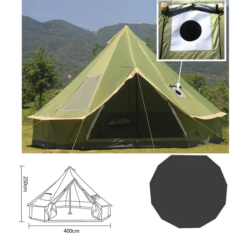 Waterproof 4-Season Yurt Wall Tent with Roof Stove Jack
