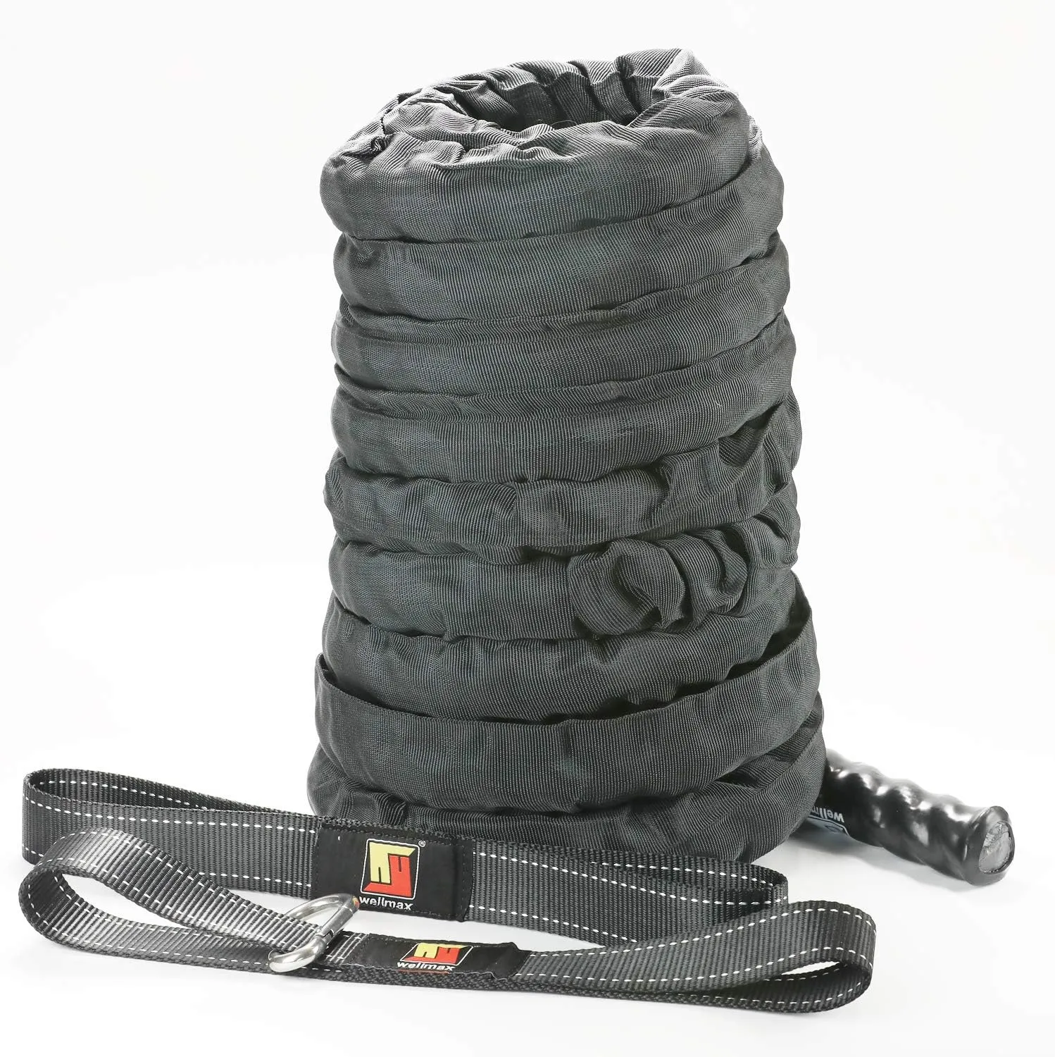 Wellmax Heavy Duty Battle Rope with Portable Anchor Kit, 1.5 and 2 inch by 30ft, Perfect for Muscle Training Exercise, Fitness, Cardio Workout and Crossfit