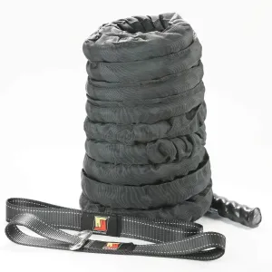 Wellmax Heavy Duty Battle Rope with Portable Anchor Kit, 1.5 and 2 inch by 30ft, Perfect for Muscle Training Exercise, Fitness, Cardio Workout and Crossfit
